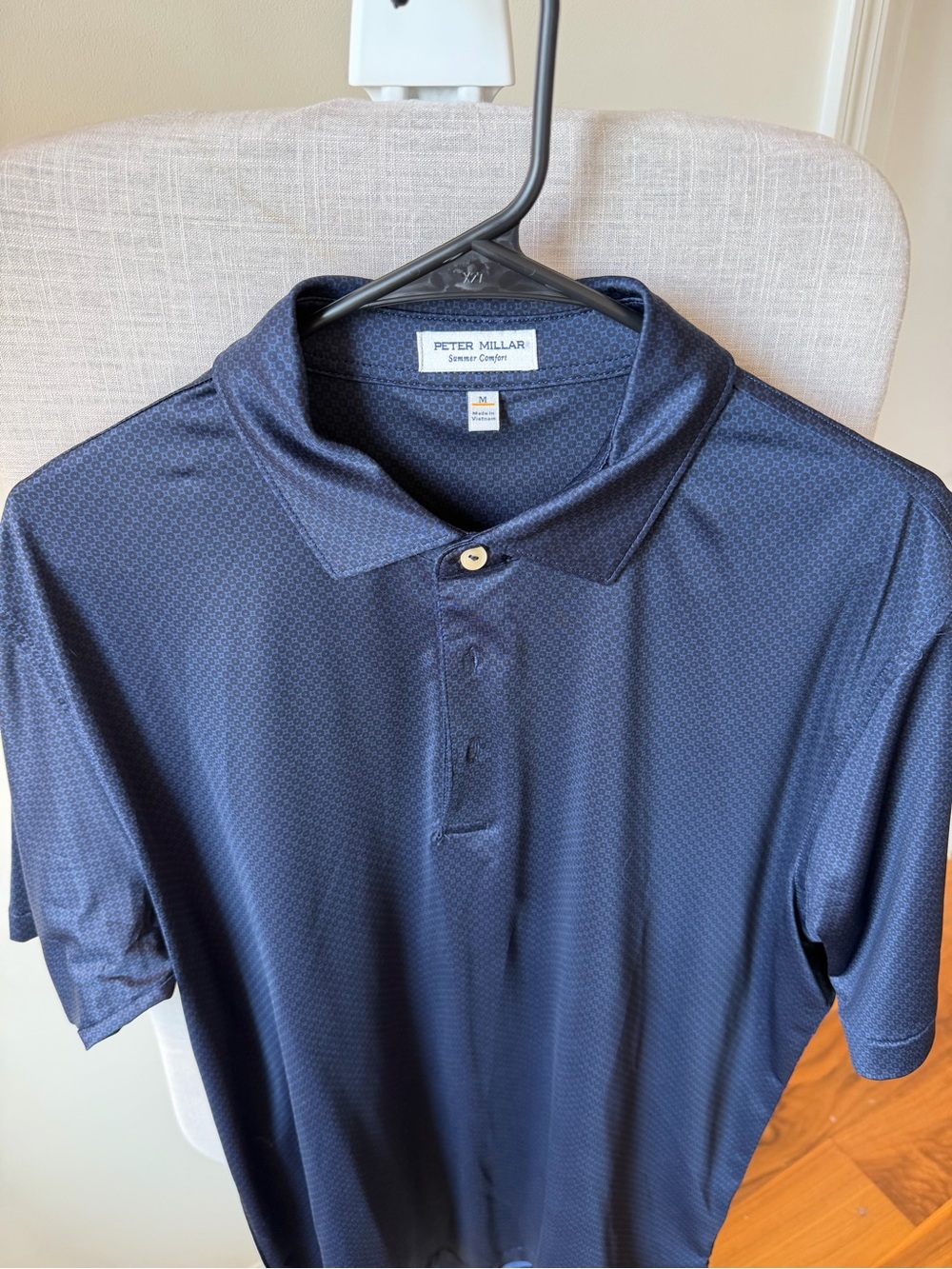 Peter Millar Navy Micro-Pattern Polo